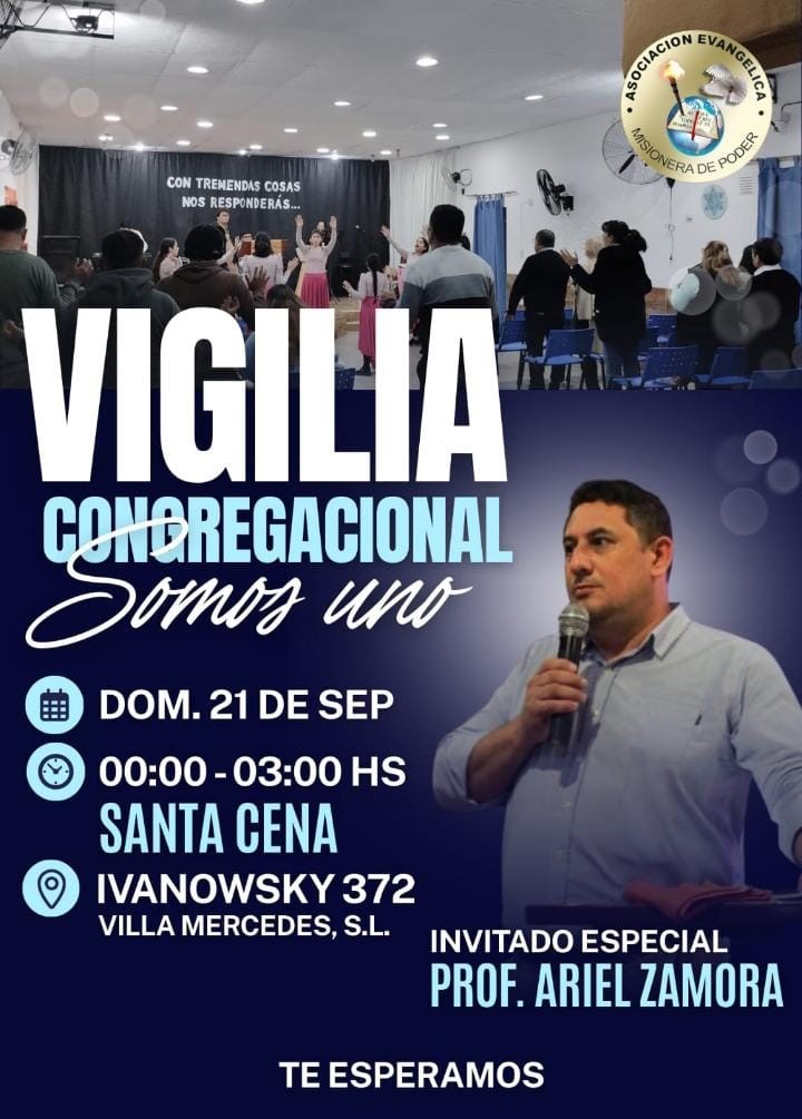 Anuncian Vigilia Congregacional con la presencia del Prof. Ariel Zamora