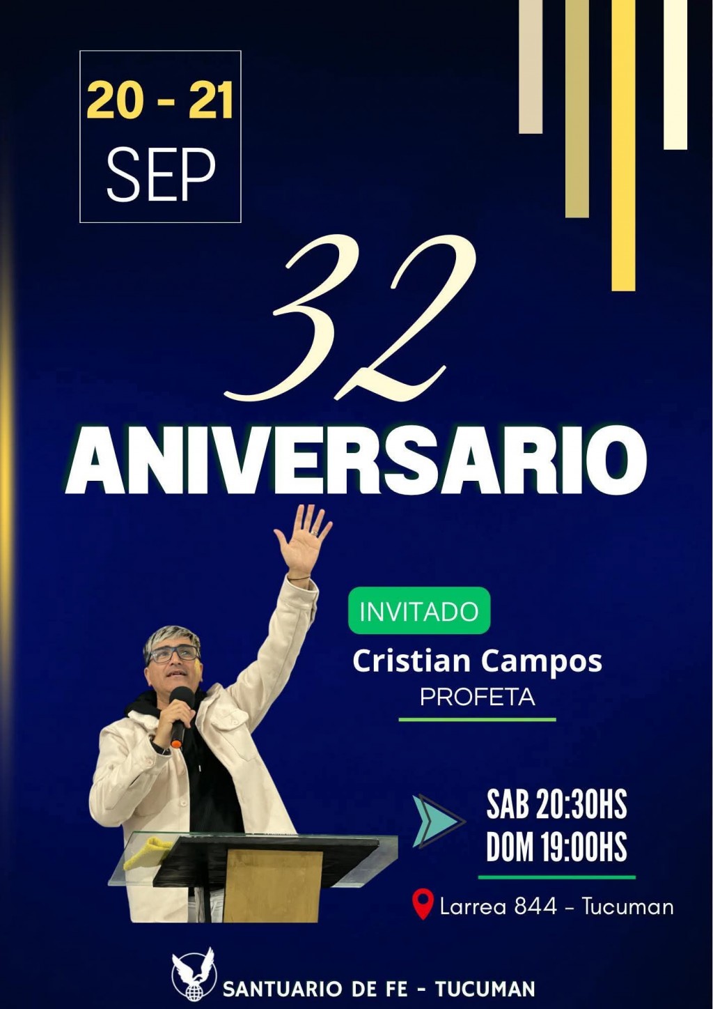 Santuario de Fe Tucumán Celebra 32 Años de Ministerio con la Visitación del Profeta Cristian Campos