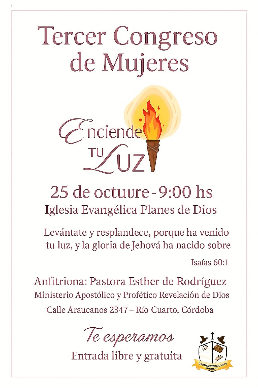Se Convocará el Tercer Congreso de Mujeres en Río Cuarto con el Lema “Levántate y Resplandece”